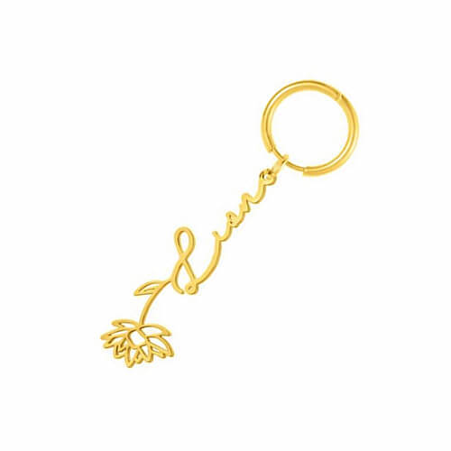 Personalized metal key ring factory name keychain suppliers customize birth month flower name jewelry manufacturers